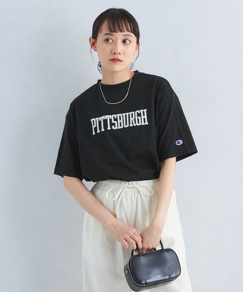 Champion（チャンピオン）の「【別注】＜Champion＞プリント Tシャツ（Tシャツ/カットソー・レディース・パープル/ブラック/ナチュラル/グレー/オフホワイト/ライム・FREE）」の17枚目の写真