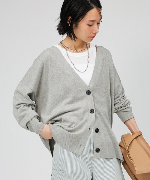 BABYLONE（バビロン）の「綿モダールボックスカーディガン（カーディガン/ボレロ・レディース・ベージュ/ライトグレー/ブラック・フリー）」の2枚目の写真