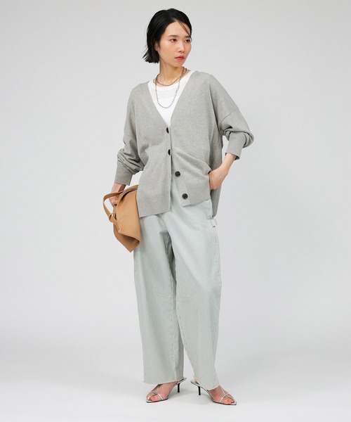 BABYLONE（バビロン）の「綿モダールボックスカーディガン（カーディガン/ボレロ・レディース・ベージュ/ライトグレー/ブラック・フリー）」の9枚目の写真