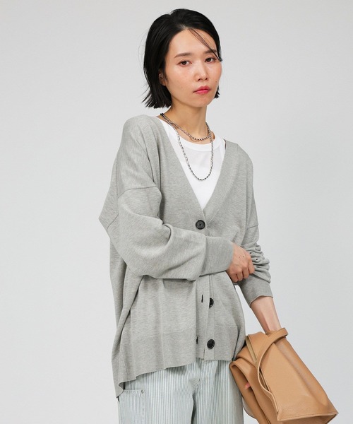 BABYLONE（バビロン）の「綿モダールボックスカーディガン（カーディガン/ボレロ・レディース・ベージュ/ライトグレー/ブラック・フリー）」の10枚目の写真