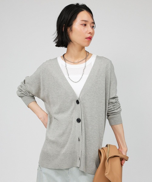 BABYLONE（バビロン）の「綿モダールボックスカーディガン（カーディガン/ボレロ・レディース・ベージュ/ライトグレー/ブラック・フリー）」の11枚目の写真