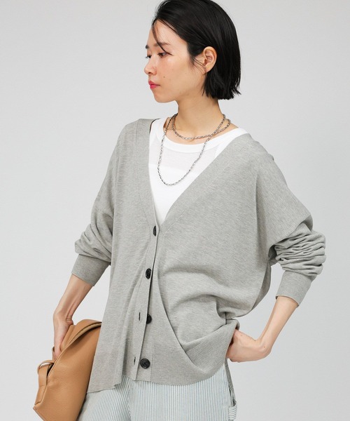 BABYLONE（バビロン）の「綿モダールボックスカーディガン（カーディガン/ボレロ・レディース・ベージュ/ライトグレー/ブラック・フリー）」の12枚目の写真