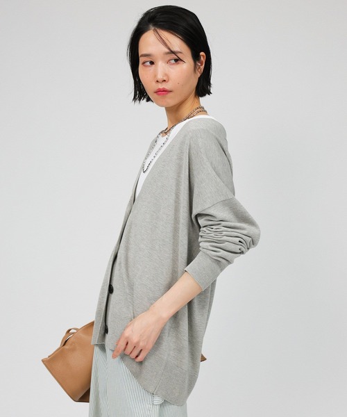 BABYLONE（バビロン）の「綿モダールボックスカーディガン（カーディガン/ボレロ・レディース・ベージュ/ライトグレー/ブラック・フリー）」の13枚目の写真