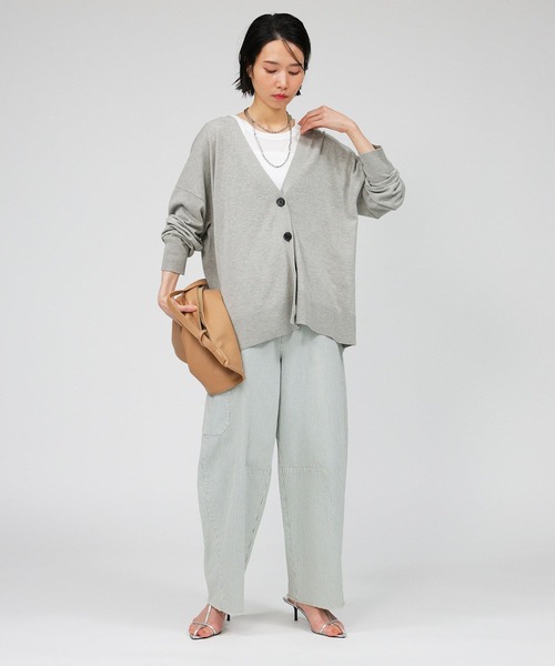 BABYLONE（バビロン）の「綿モダールボックスカーディガン（カーディガン/ボレロ・レディース・ベージュ/ライトグレー/ブラック・フリー）」の8枚目の写真