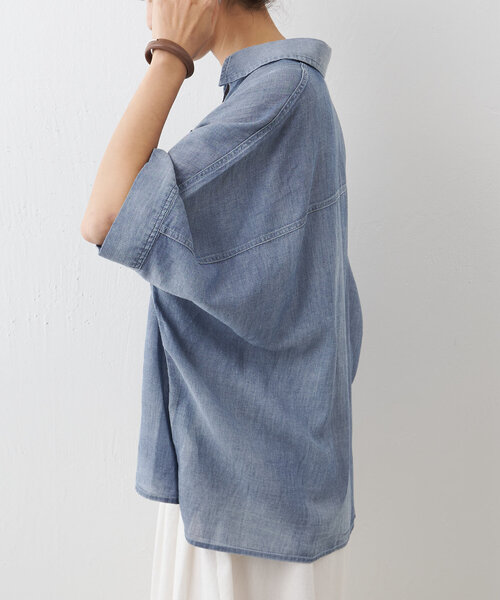 BEARDSLEY（ビアズリー）の「シフォンデニムポンチョシャツ（シャツ