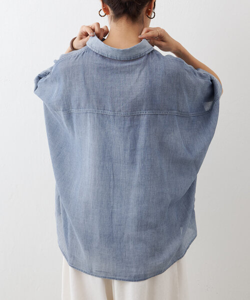 BEARDSLEY(ビアズリー)の「シフォンデニムポンチョシャツ(シャツ/ブラウス・レディース・インディゴブルー・FREE)」の10枚目の写真