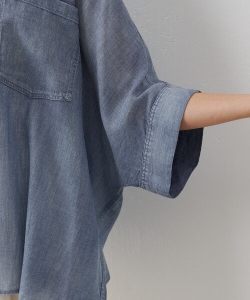 BEARDSLEY(ビアズリー)の「シフォンデニムポンチョシャツ(シャツ/ブラウス・レディース・インディゴブルー・FREE)」の14枚目の写真