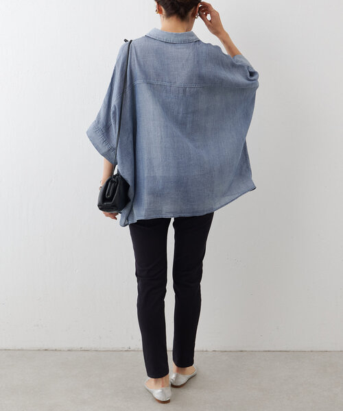 BEARDSLEY(ビアズリー)の「シフォンデニムポンチョシャツ(シャツ/ブラウス・レディース・インディゴブルー・FREE)」の17枚目の写真