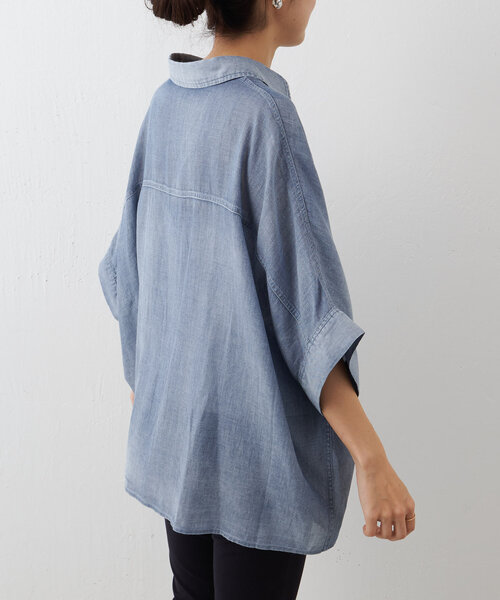 BEARDSLEY(ビアズリー)の「シフォンデニムポンチョシャツ(シャツ/ブラウス・レディース・インディゴブルー・FREE)」の21枚目の写真
