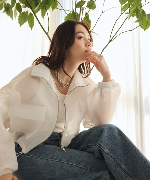 Edit Sheen(エディットシーン)の「ドロストシアーニットブルゾン(ブルゾン・レディース・ホワイト/ブラック/ブルー・M)」の10枚目の写真