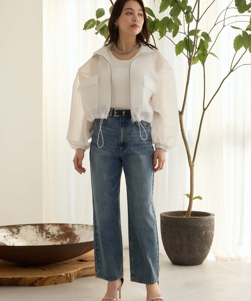 Edit Sheen(エディットシーン)の「ドロストシアーニットブルゾン(ブルゾン・レディース・ホワイト/ブラック/ブルー・M)」の12枚目の写真