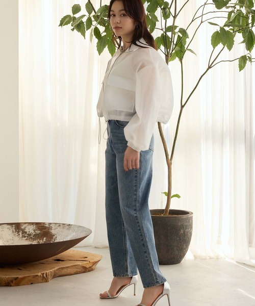 Edit Sheen(エディットシーン)の「ドロストシアーニットブルゾン(ブルゾン・レディース・ホワイト/ブラック/ブルー・M)」の13枚目の写真