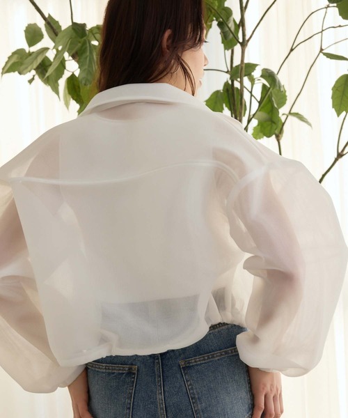 Edit Sheen(エディットシーン)の「ドロストシアーニットブルゾン(ブルゾン・レディース・ホワイト/ブラック/ブルー・M)」の6枚目の写真