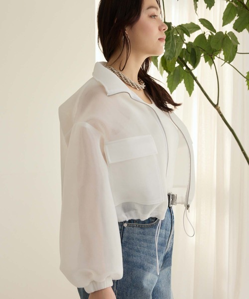 Edit Sheen(エディットシーン)の「ドロストシアーニットブルゾン(ブルゾン・レディース・ホワイト/ブラック/ブルー・M)」の7枚目の写真