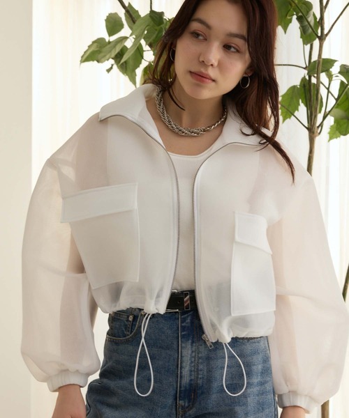 Edit Sheen(エディットシーン)の「ドロストシアーニットブルゾン(ブルゾン・レディース・ホワイト/ブラック/ブルー・M)」の4枚目の写真