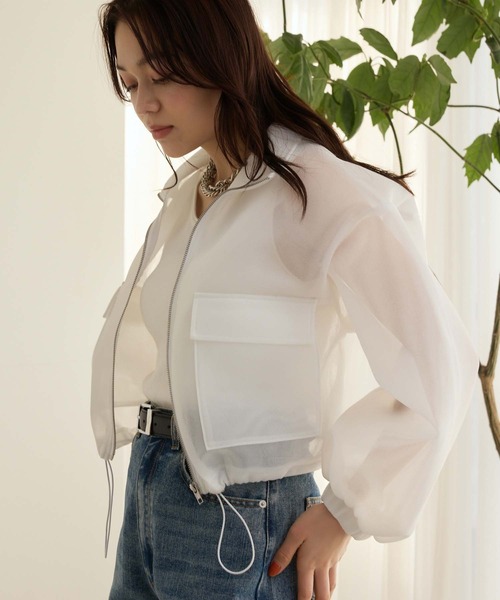 Edit Sheen(エディットシーン)の「ドロストシアーニットブルゾン(ブルゾン・レディース・ホワイト/ブラック/ブルー・M)」の5枚目の写真