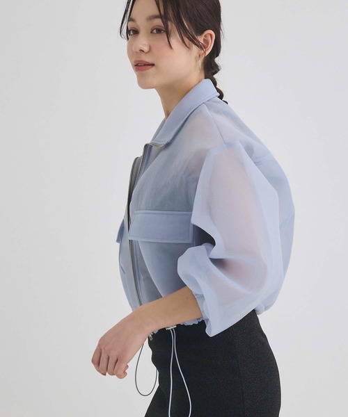 Edit Sheen(エディットシーン)の「ドロストシアーニットブルゾン(ブルゾン・レディース・ホワイト/ブラック/ブルー・M)」の22枚目の写真