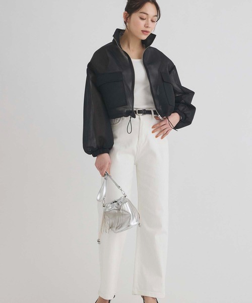 Edit Sheen(エディットシーン)の「ドロストシアーニットブルゾン(ブルゾン・レディース・ホワイト/ブラック/ブルー・M)」の19枚目の写真