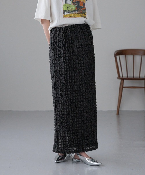 LOWRYS FARM(ローリーズファーム)の「ポコポコタイトスカート 289810(スカート・レディース・グリーン/アイボリー/ブラック・FREE)」の2枚目の写真