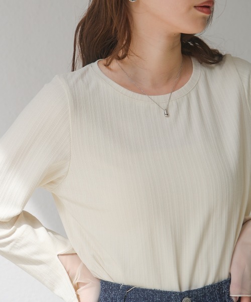 Bab(バブ)の「袖スリットチュールカットトップス(Tシャツ/カットソー・レディース・ピンク/チャコールグレー/アイボリー・FREE)」の14枚目の写真