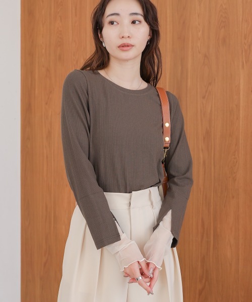 Bab(バブ)の「袖スリットチュールカットトップス(Tシャツ/カットソー・レディース・ピンク/チャコールグレー/アイボリー・FREE)」の19枚目の写真