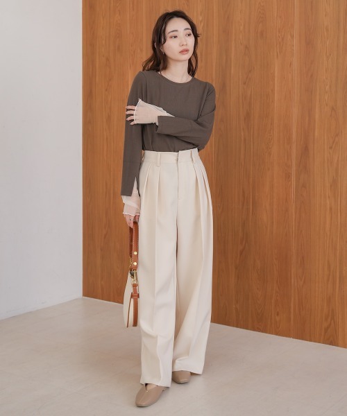 Bab(バブ)の「袖スリットチュールカットトップス(Tシャツ/カットソー・レディース・ピンク/チャコールグレー/アイボリー・FREE)」の20枚目の写真