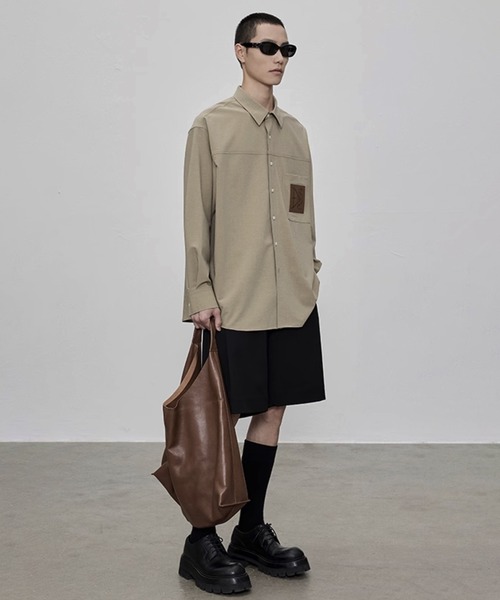 WESTBOY（ウエストボーイ）の「フェイクレザーポケットシャツ NNS25S1TP01【NANS STUDIO】（シャツ/ブラウス・メンズ・カーキ/グレー・XL/M/L）」の9枚目の写真