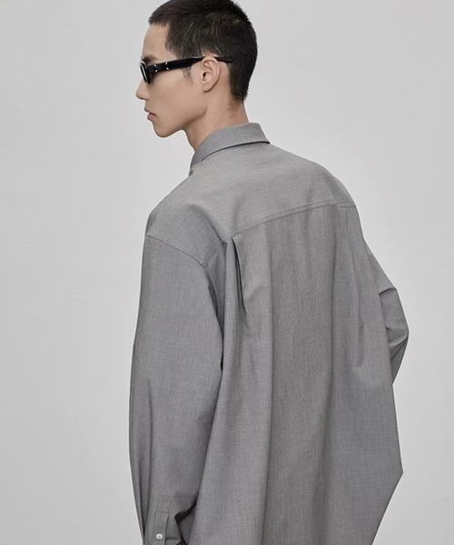 WESTBOY（ウエストボーイ）の「フェイクレザーポケットシャツ NNS25S1TP01【NANS STUDIO】（シャツ/ブラウス・メンズ・カーキ/グレー・XL/M/L）」の12枚目の写真