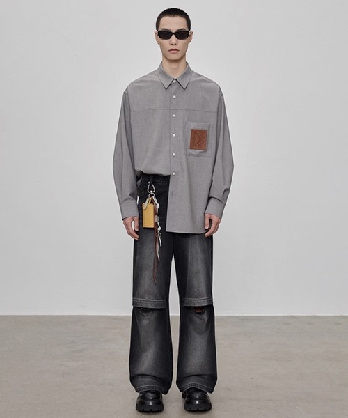 WESTBOY（ウエストボーイ）の「フェイクレザーポケットシャツ NNS25S1TP01【NANS STUDIO】（シャツ/ブラウス・メンズ・カーキ/グレー・XL/M/L）」の14枚目の写真