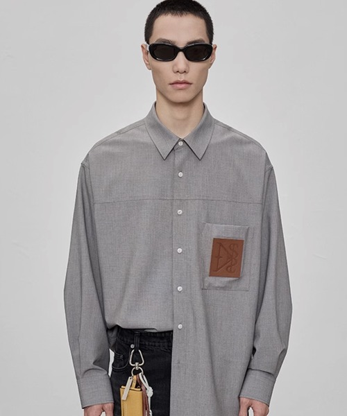 WESTBOY（ウエストボーイ）の「フェイクレザーポケットシャツ NNS25S1TP01【NANS STUDIO】（シャツ/ブラウス・メンズ・カーキ/グレー・XL/M/L）」の13枚目の写真