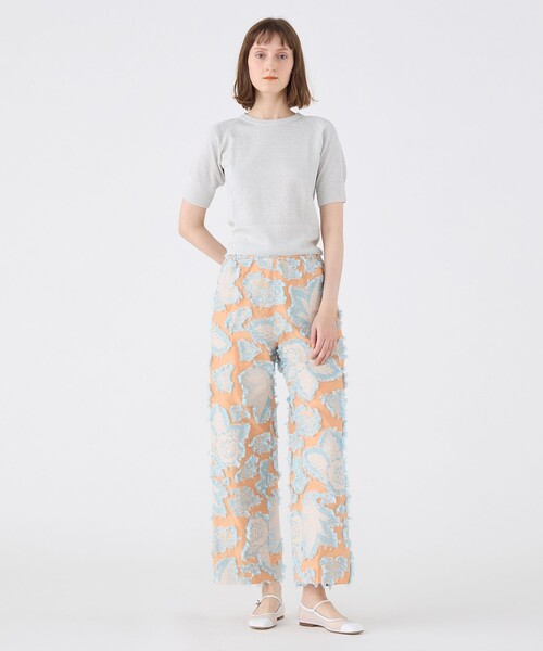 SOULEIADO(ソレイアード)の「カットジャカード ストレートパンツ(その他パンツ・レディース・ライトブルー・36/34)」の2枚目の写真