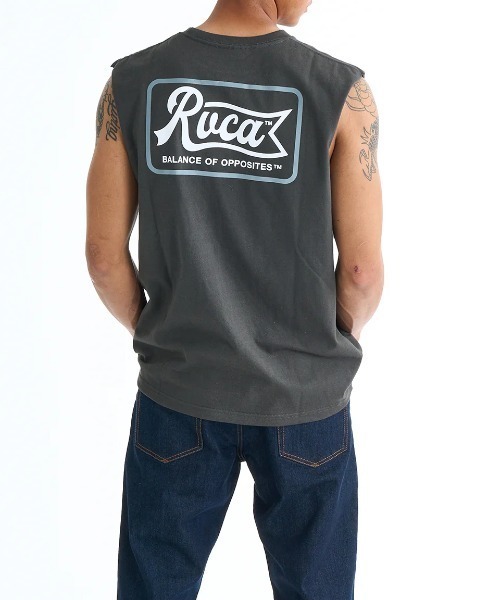 RVCA(ルーカ)の「RVCA メンズ PEN SCRIPT TT タンクトップ 【2025年春夏モデル】/ルーカバックプリントカットオフタンクトップ(タンクトップ・メンズ・ブラック/ブラック系その他/ホワイト/グリーン系その他・SMALL/MEDIUM/LARGE/X-LARGE)」の3枚目の写真