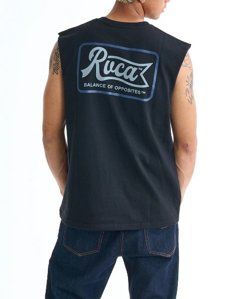 RVCA(ルーカ)の「RVCA メンズ PEN SCRIPT TT タンクトップ 【2025年春夏モデル】/ルーカバックプリントカットオフタンクトップ(タンクトップ・メンズ・ブラック/ブラック系その他/ホワイト/グリーン系その他・SMALL/MEDIUM/LARGE/X-LARGE)」の1枚目の写真