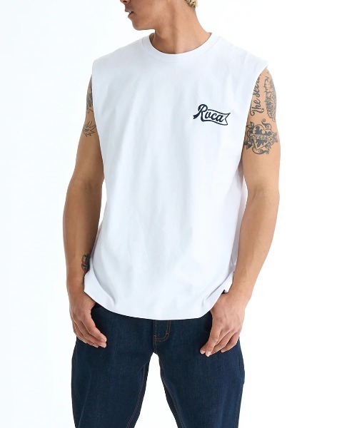 RVCA(ルーカ)の「RVCA メンズ PEN SCRIPT TT タンクトップ 【2025年春夏モデル】/ルーカバックプリントカットオフタンクトップ(タンクトップ・メンズ・ブラック/ブラック系その他/ホワイト/グリーン系その他・SMALL/MEDIUM/LARGE/X-LARGE)」の5枚目の写真