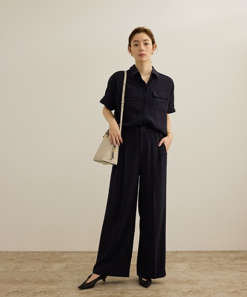 ROPE　バックサテンドルマンブラウス 洗える・カセット服】バックサテン ドルマンブラウス/お仕事