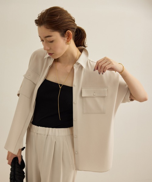 ROPE' / ロペ 【洗える・カセット服】バックサテン ドルマンブラウス/お仕事・通勤・セットアップ対応 洗える・カセット服】バックサテン ドルマンブラウス/お仕事