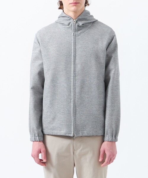 MACKINTOSH PHILOSOPHY（ﾏｯｷﾝﾄｯｼｭ ﾌｨﾛｿﾌｨｰ）の「テーラードジャージー フーデッドパーカー 杢カラミストレッチ（パーカー・メンズ・グレー/ダークネイビー・40/42/38）」の5枚目の写真