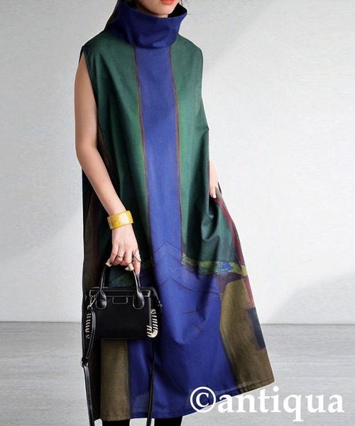 antiqua(アンティカ)の「アート柄ハイネックワンピース(ワンピース・レディース・ブルー系その他・ONESIZE)」の10枚目の写真