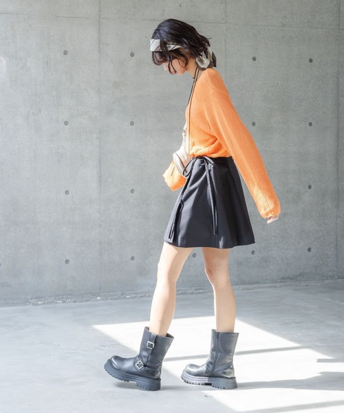 PAGEBOY（ページボーイ）の「プリーツラップミニスカート（スカート・レディース・ブラック/グレー・FREE）」の8枚目の写真