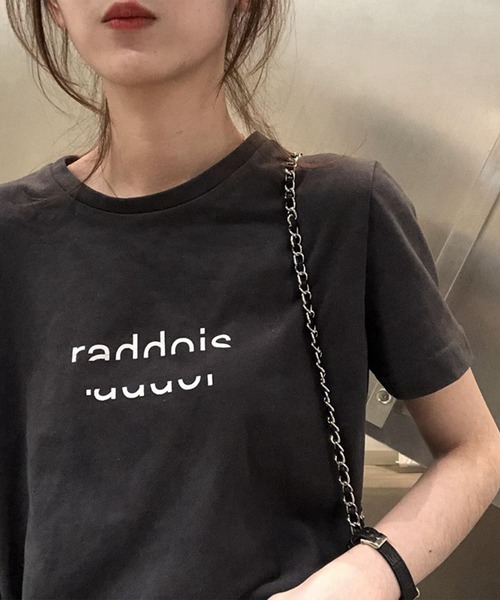 配色 ロゴプリント クルーネック 半袖 Tシャツ(Tシャツ 配色 ロゴプリント クルーネック 半袖 Tシャツ(Tシャツ