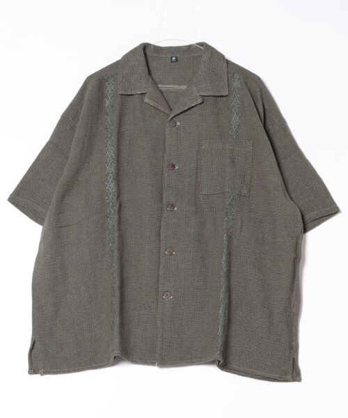 チャイハネ(チャイハネ)の「【チャイハネ】カフィーMEN'S開襟シャツ(シャツ/ブラウス・メンズ・ブラウン/ベージュ/グリーン・FREE)」の1枚目の写真