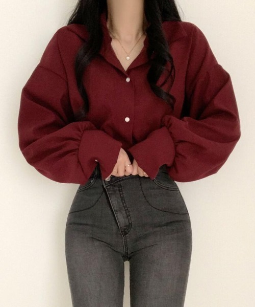 B'day（ビーデイ）の「【 B'day / ビーデー 】バルーン袖ブラウス（シャツ/ブラウス・レディース・ワイン/ホワイト/ブルー・MEDIUM/LARGE/X-LARGE）」の3枚目の写真