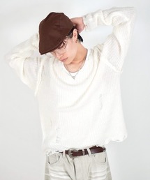 Chikashitsu +(`JVcvX)́yChikashitsu +zdamage reverse v neck knit / y`JVcvXzo[XVlbN_[Wjbg(jbg/Z[^[)