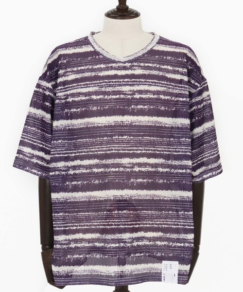 CAMBIO(カンビオ)の「mt9736- Mesh Border Tee ボーダーTシャツ(Tシャツ/カットソー・メンズ・ブラック/パープル・M/L)」の14枚目の写真