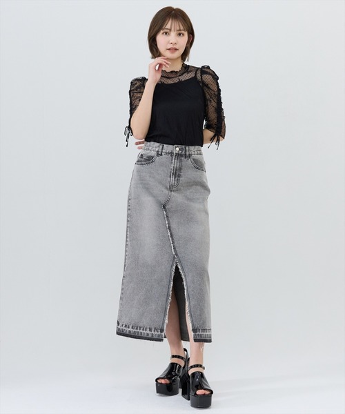 REDYAZEL(レディアゼル)の「ミニリボン柄シアートップス(Tシャツ/カットソー・レディース・ホワイト/ブラック・FREE)」の7枚目の写真