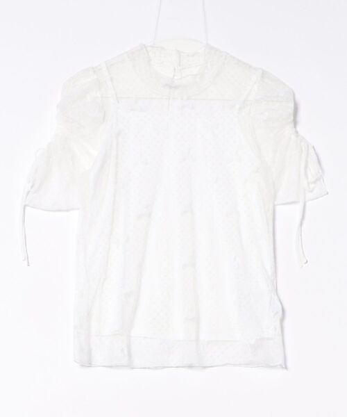 REDYAZEL(レディアゼル)の「ミニリボン柄シアートップス(Tシャツ/カットソー・レディース・ホワイト/ブラック・FREE)」の17枚目の写真