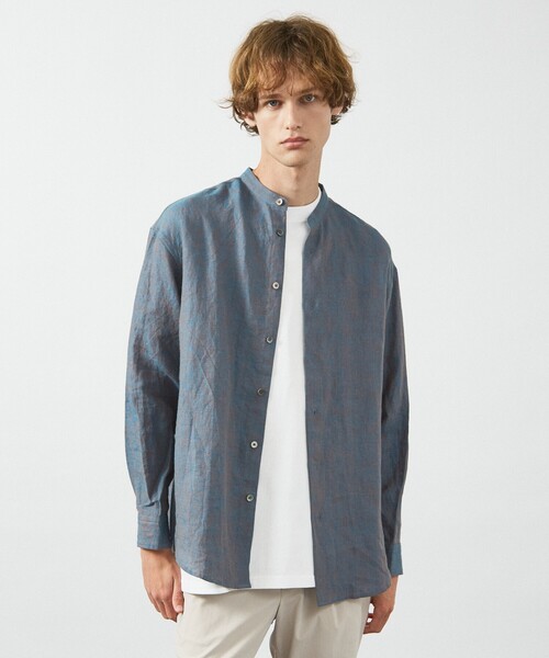 ABAHOUSE（アバハウス）の「【LUXE Linen Solaro】バンドカラー リネンシャツ（シャツ/ブラウス・メンズ・アイボリー/ホワイト/ネイビー/ピンク/ブルー・44/48/50/46）」の21枚目の写真