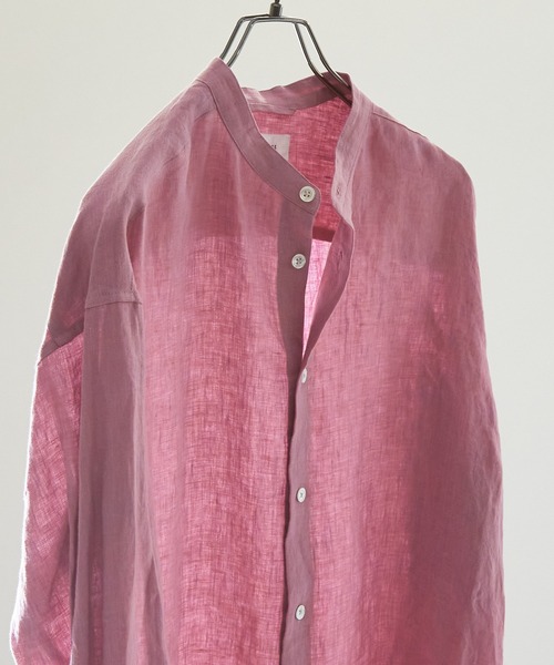 ABAHOUSE（アバハウス）の「【LUXE Linen Solaro】バンドカラー リネンシャツ（シャツ/ブラウス・メンズ・アイボリー/ホワイト/ネイビー/ピンク/ブルー・44/48/50/46）」の5枚目の写真