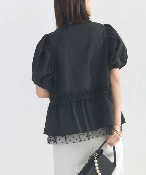 PICCIN PERLA(ピッチンペルラ)の「ドットチュールペプラムブラウス(シャツ/ブラウス・レディース・ブラック/オフホワイト・M)」の5枚目の写真