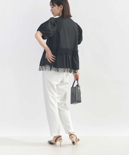 PICCIN PERLA(ピッチンペルラ)の「ドットチュールペプラムブラウス(シャツ/ブラウス・レディース・ブラック/オフホワイト・M)」の8枚目の写真